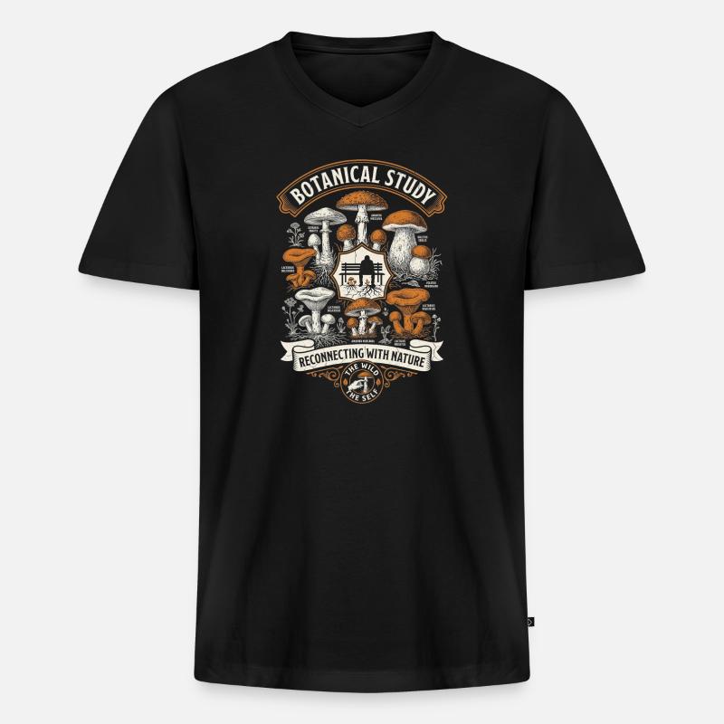 Botanical Study - Männer Premium Bio T-Shirt mit V-Ausschnitt - Schwarz