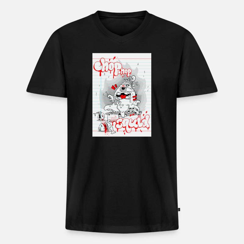 Graffiti Monster Notenband - Männer Premium Bio T-Shirt mit V-Ausschnitt - Schwarz