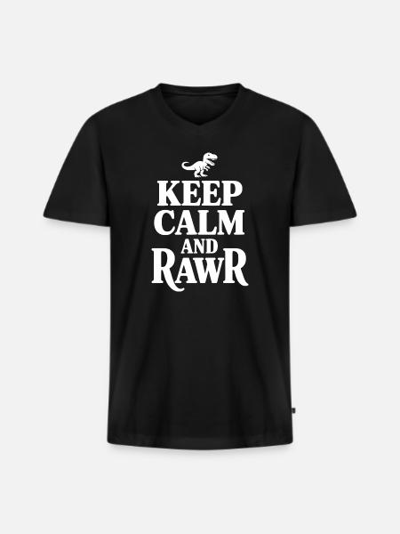 Keep Calm And Rawr - Men's Premium Organic T-shirt with V-neck - black