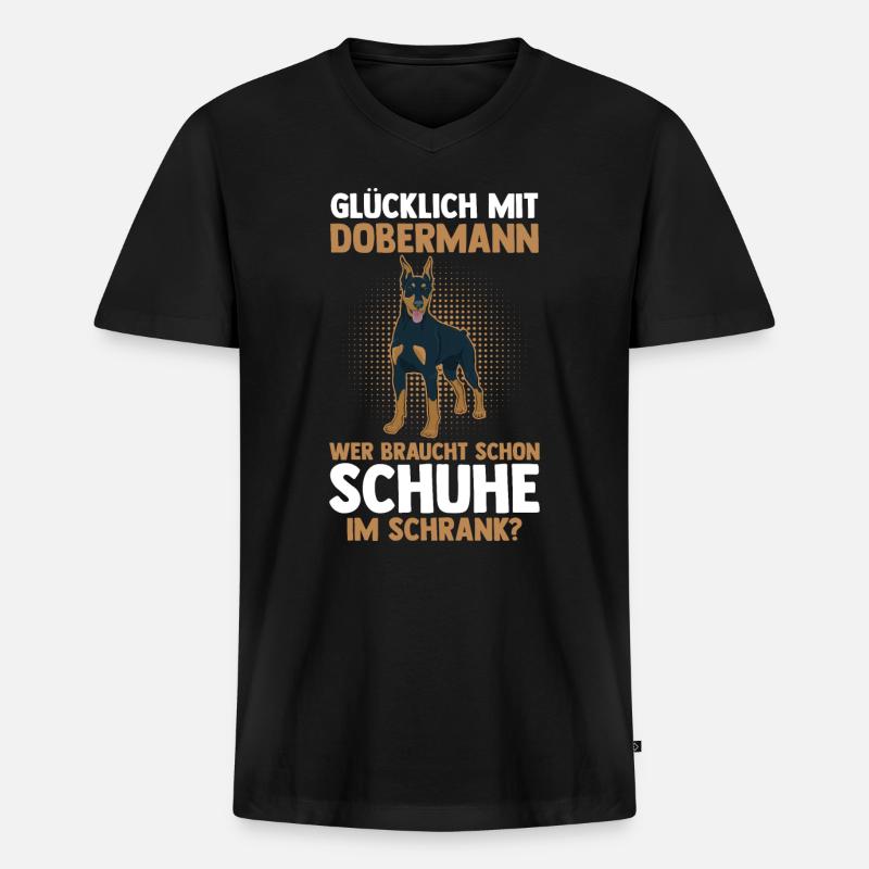 Hund Dobermann - Männer Premium Bio T-Shirt mit V-Ausschnitt - Schwarz