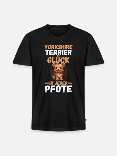 Dog Yorkshire Terrier - Men's Premium Organic T-shirt with V-neck - black