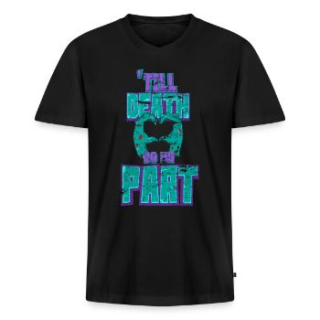Halloween zombie couple partner - Men's Premium Organic T-shirt with V-neck - black - Front - Nico (187cm)