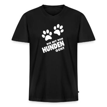 Die mit den Hunden Geht - Männer Premium Bio T-Shirt mit V-Ausschnitt - Schwarz - Vorne - Nico (187cm)