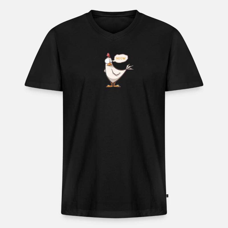 Meow Chicken - Männer Premium Bio T-Shirt mit V-Ausschnitt - Schwarz
