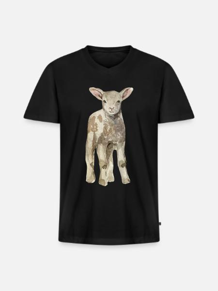 Mouton bébé - T-shirt encolure en V Premium bio Homme - noir