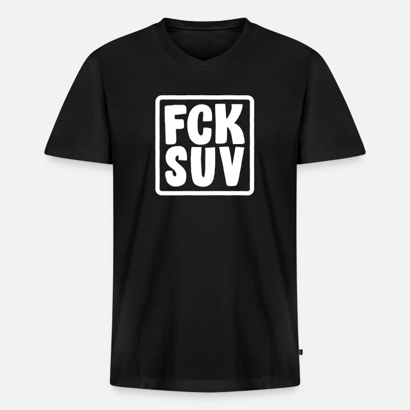 FCK SUV - Männer Premium Bio T-Shirt mit V-Ausschnitt - Schwarz
