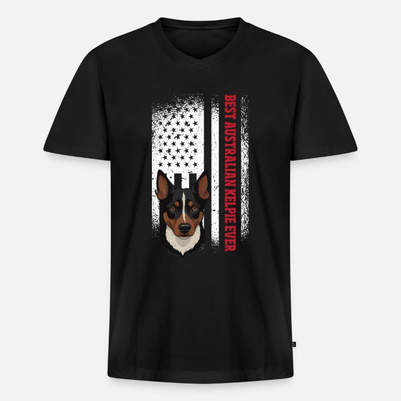 Kelpie-Hund-Geschenk - Männer Premium Bio T-Shirt mit V-Ausschnitt - Schwarz