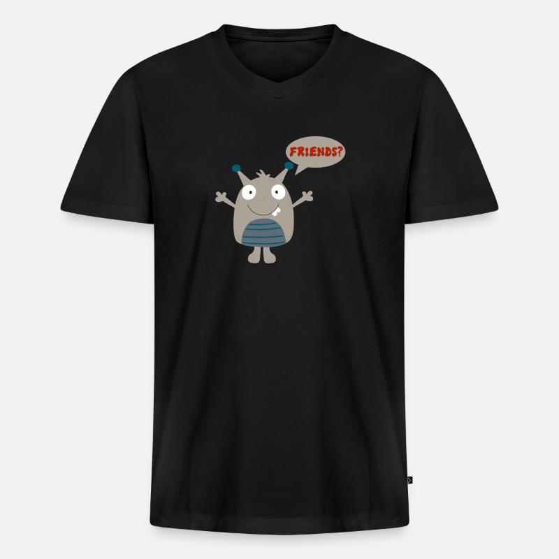 Freunde - Männer Premium Bio T-Shirt mit V-Ausschnitt - Schwarz