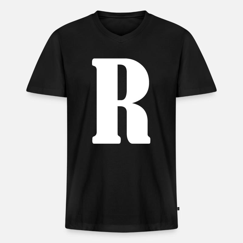 R - Männer Premium Bio T-Shirt mit V-Ausschnitt - Schwarz