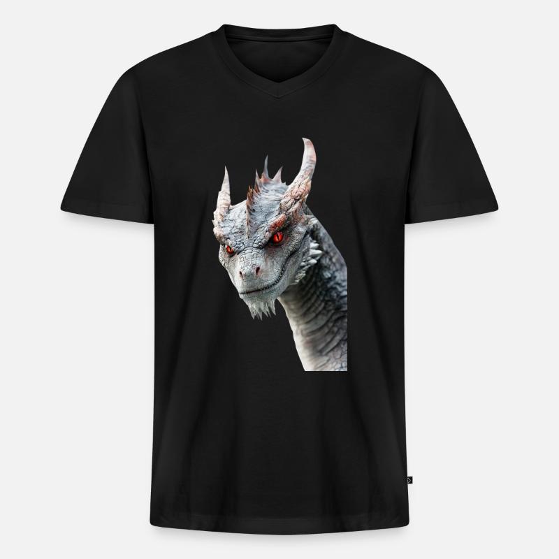 Drachen - Männer Premium Bio T-Shirt mit V-Ausschnitt - Schwarz