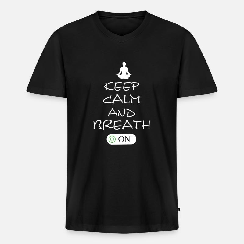 Yoga - Männer Premium Bio T-Shirt mit V-Ausschnitt - Schwarz