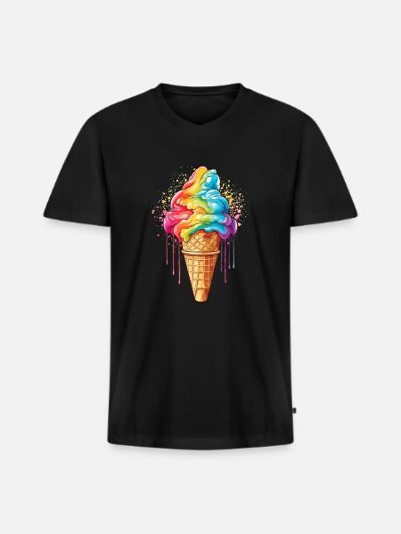 lbgtq Eis Regenbogenfarben - Männer Premium Bio T-Shirt mit V-Ausschnitt - Schwarz