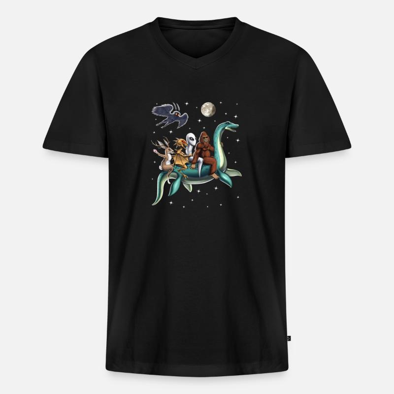 Die Reise der Kryptiden - Männer Premium Bio T-Shirt mit V-Ausschnitt - Schwarz