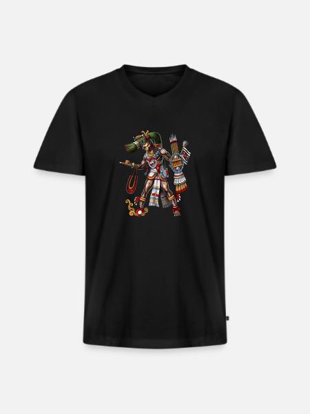 Aztec God Tezcatlipoca - Men's Premium Organic T-shirt with V-neck - black