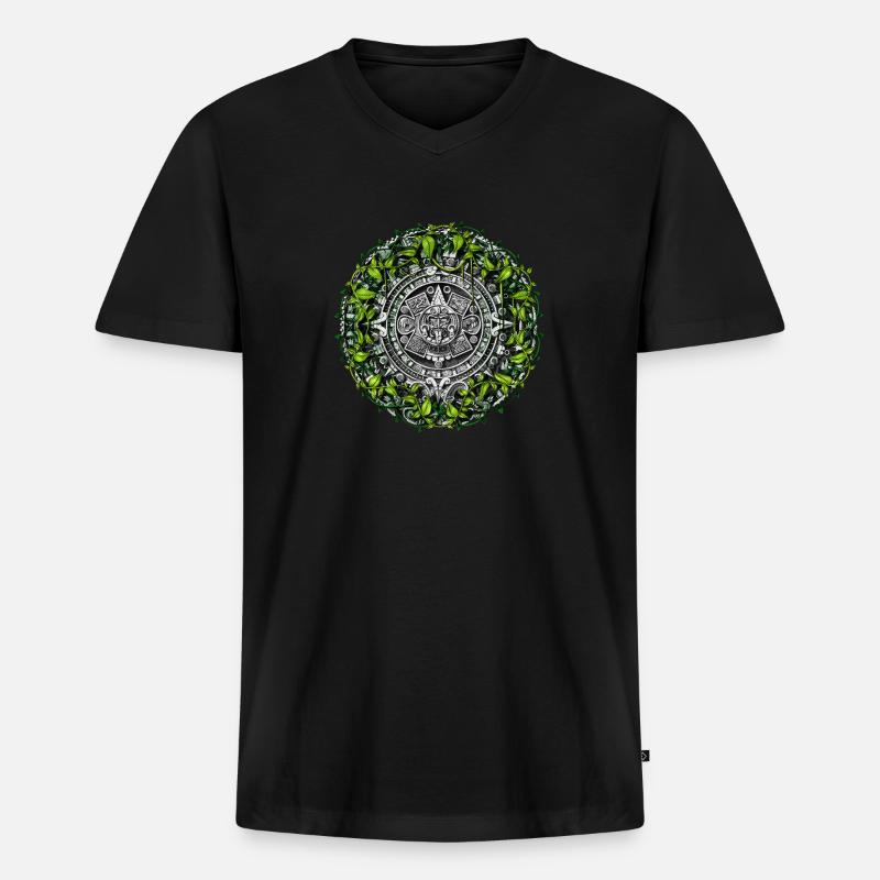 Aztekischer Kalender - Männer Premium Bio T-Shirt mit V-Ausschnitt - Schwarz