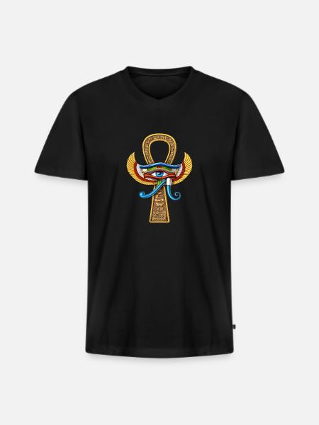 Egyptian Eye Of Horus Ankh - Men's Premium Organic T-shirt with V-neck - black