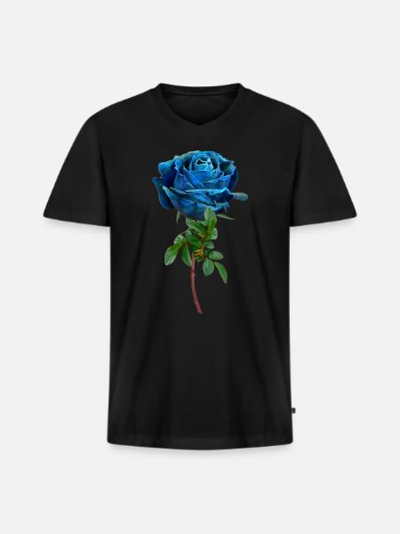Blue rose - Men's Premium Organic T-shirt with V-neck - black
