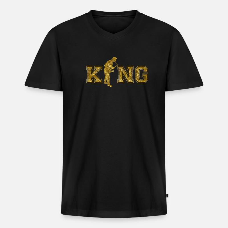Saxophon König King Geschenk - Männer Premium Bio T-Shirt mit V-Ausschnitt - Schwarz