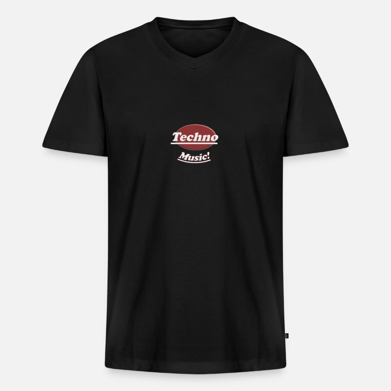 Techno Music - Männer Premium Bio T-Shirt mit V-Ausschnitt - Schwarz