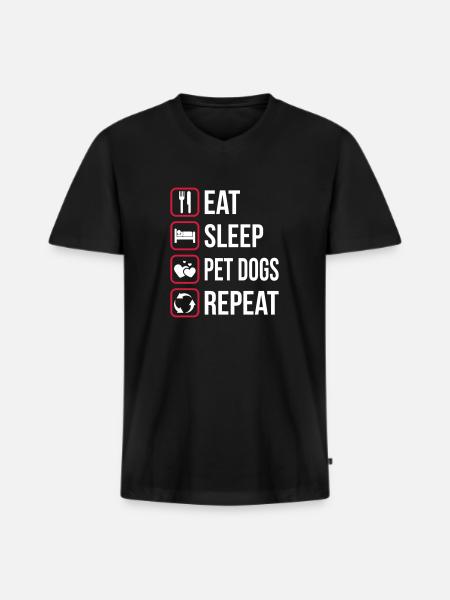 Eat Slepp Pet dog Repeat - Men's Premium Organic T-shirt with V-neck - black