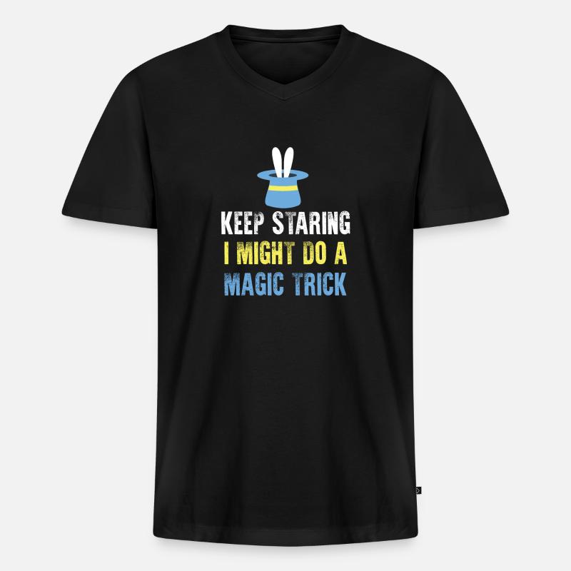 Zauberer Magier Hase - Männer Premium Bio T-Shirt mit V-Ausschnitt - Schwarz