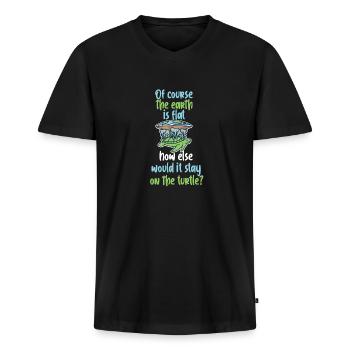 Flache Erde Schildkröte - Männer Premium Bio T-Shirt mit V-Ausschnitt - Schwarz - Vorne - Nico (187cm)