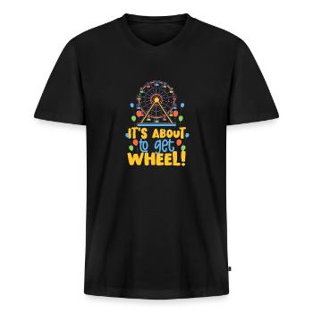 Cadeau de grande roue - T-shirt encolure en V Premium bio Homme - noir - Devant - Nico (187cm)