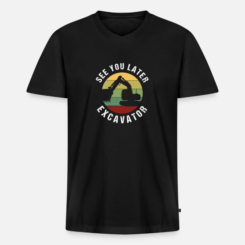 Bagger Baggerfahrer Geschenkidee - Männer Premium Bio T-Shirt mit V-Ausschnitt - Schwarz