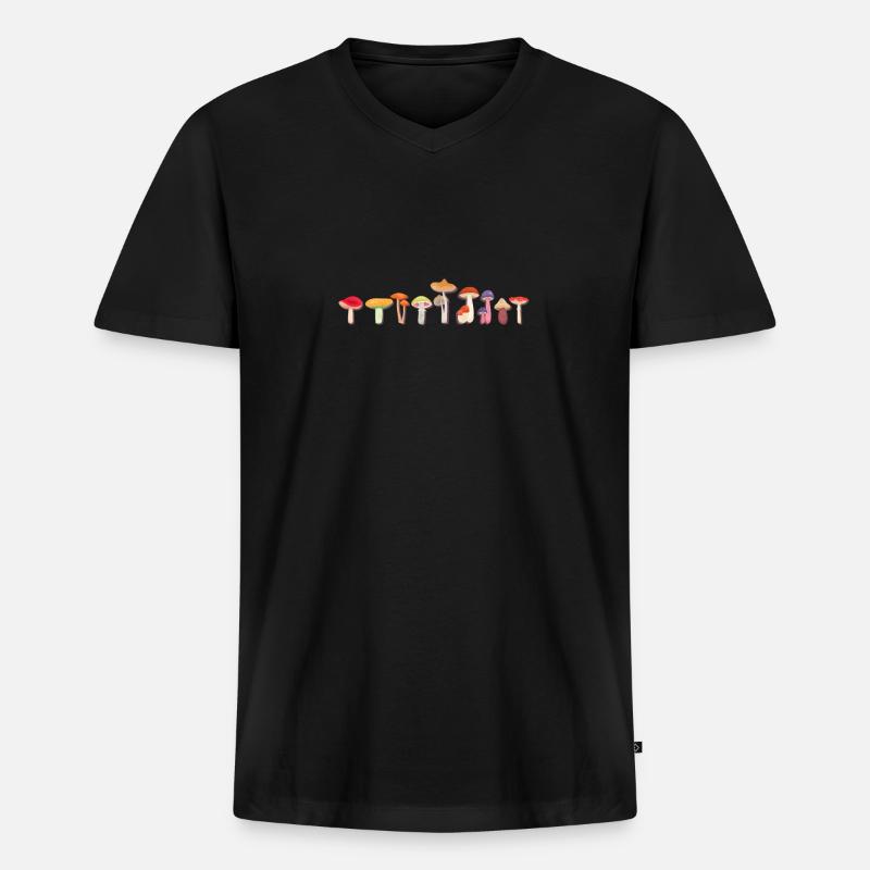 Pilze - Männer Premium Bio T-Shirt mit V-Ausschnitt - Schwarz