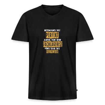 Fachlagerist Lager - Männer Premium Bio T-Shirt mit V-Ausschnitt - Schwarz - Vorne - Nico (187cm)