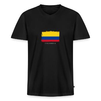 Colombia Kolumbien - Männer Premium Bio T-Shirt mit V-Ausschnitt - Schwarz - Vorne - Nico (187cm)