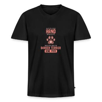 Geschenkidee Border Terrier - Männer Premium Bio T-Shirt mit V-Ausschnitt - Schwarz - Vorne - Nico (187cm)