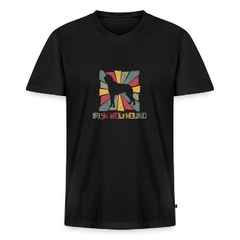Irish Wolfhound Vintage - Männer Premium Bio T-Shirt mit V-Ausschnitt - Schwarz - Vorne - Nico (187cm)