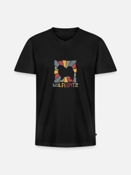 Keeshond - Men's Premium Organic T-shirt with V-neck - black