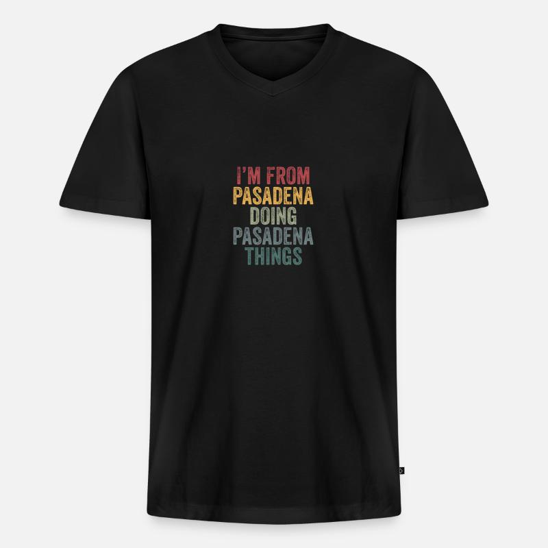 Pasadena things city - Männer Premium Bio T-Shirt mit V-Ausschnitt - Schwarz