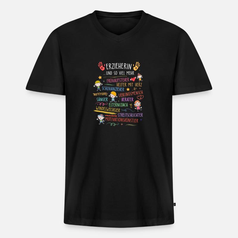 Erzieherin - Männer Premium Bio T-Shirt mit V-Ausschnitt - Schwarz