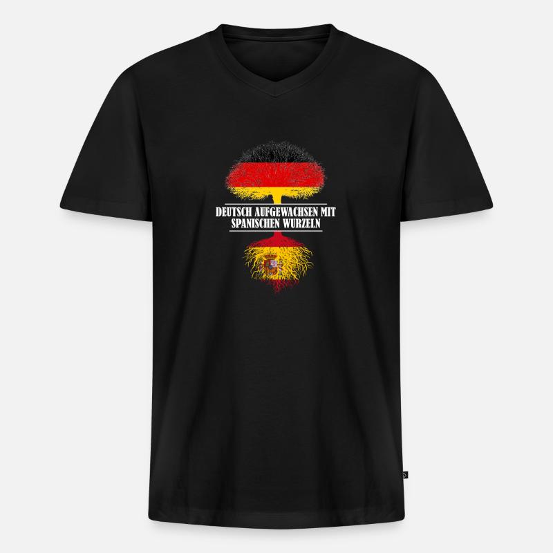 Deutsch mit spanischen Wurzeln - Männer Premium Bio T-Shirt mit V-Ausschnitt - Schwarz