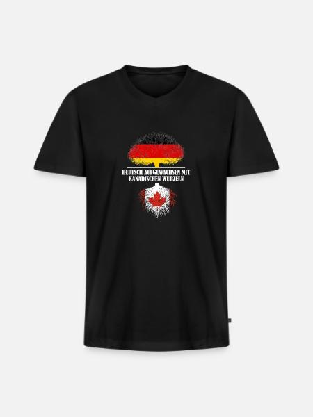Deutsch mit kanadischen Wurzeln - Männer Premium Bio T-Shirt mit V-Ausschnitt - Schwarz
