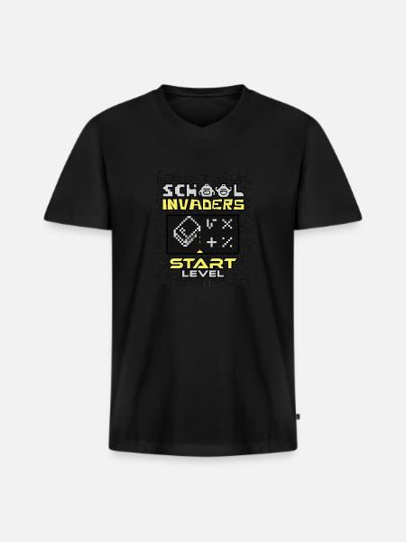 School Invaders - Schule und Schulanfang - Männer Premium Bio T-Shirt mit V-Ausschnitt - Schwarz