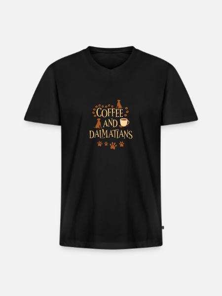 Coffee and Dalmatians - Men's Premium Organic T-shirt with V-neck - black