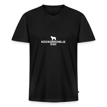 Kooikerhondje Papa - Männer Premium Bio T-Shirt mit V-Ausschnitt - Schwarz - Vorne - Nico (187cm)