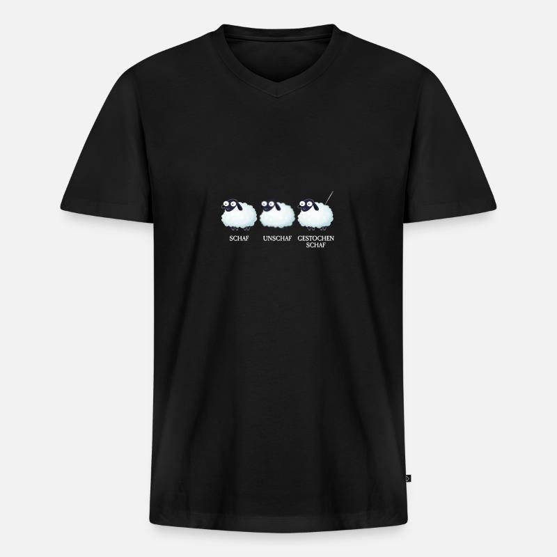 Schaf unschaf - Männer Premium Bio T-Shirt mit V-Ausschnitt - Schwarz