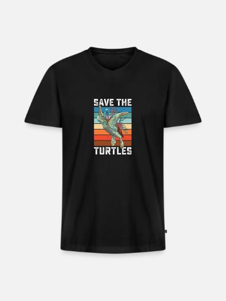 Save the turtles water turtle - Men's Premium Organic T-shirt with V-neck - black