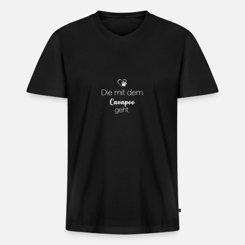 Cavapoo - Männer Premium Bio T-Shirt mit V-Ausschnitt - Schwarz