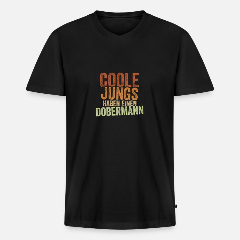 Dobermann - Männer Premium Bio T-Shirt mit V-Ausschnitt - Schwarz