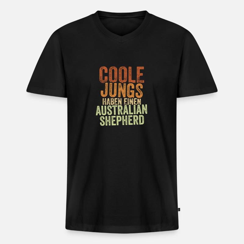 Australian Shepherd - Männer Premium Bio T-Shirt mit V-Ausschnitt - Schwarz