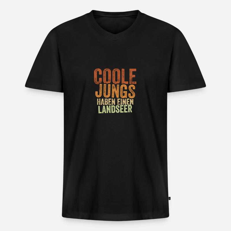 Landseer - Männer Premium Bio T-Shirt mit V-Ausschnitt - Schwarz