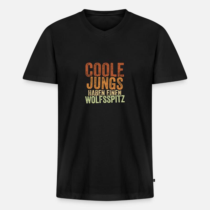 Wolfsspitz - Männer Premium Bio T-Shirt mit V-Ausschnitt - Schwarz