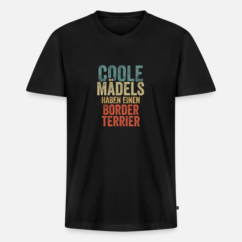 Border Terrier - Männer Premium Bio T-Shirt mit V-Ausschnitt - Schwarz