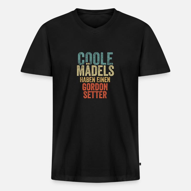 Gordon Setter - Männer Premium Bio T-Shirt mit V-Ausschnitt - Schwarz